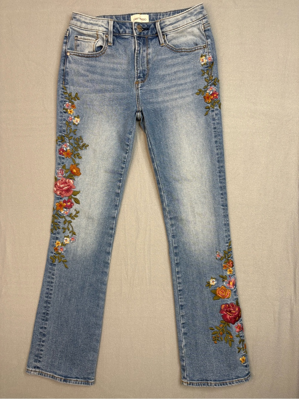 Driftwood Kelly Floral Embroidered Bootcut Jeans W26 L31 Boho Western